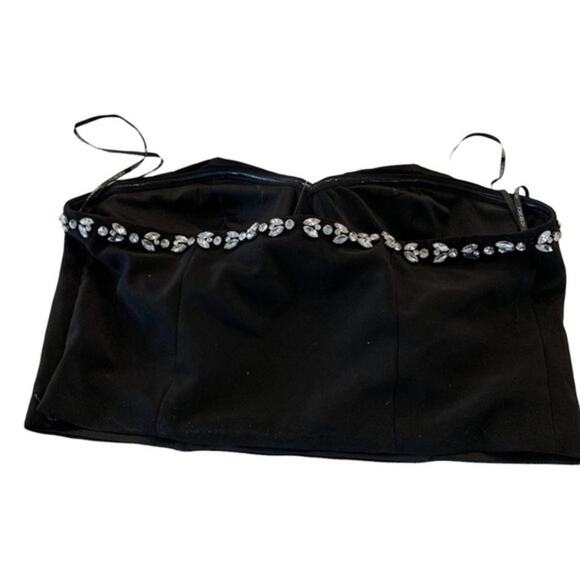 Forever 21 strapless corset top black with rhinestone accents. Padded cups Large - Picture 4 of 11